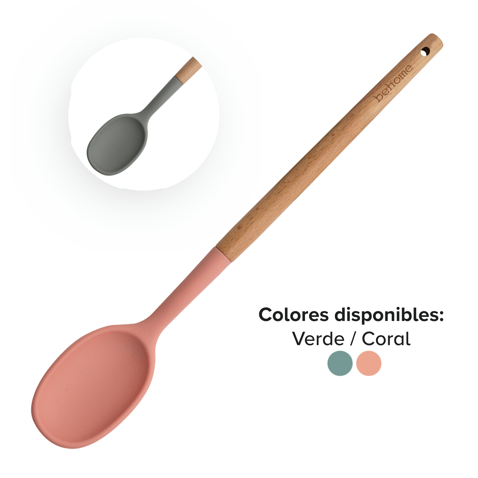 Cuchara de silicona (mango de madera)